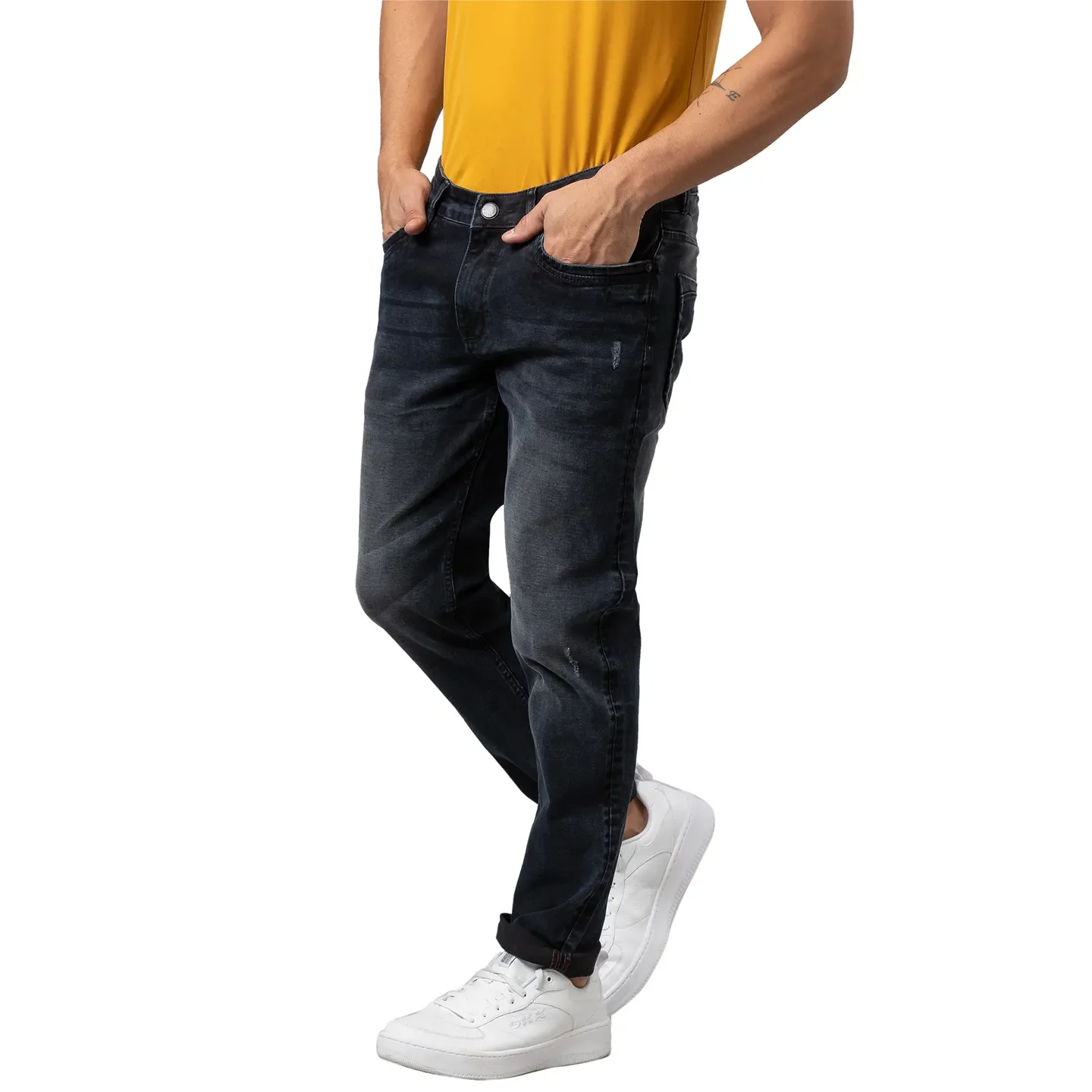 Blue Slim Straight Fit Men's Denims by Being Human Clothing - Image 3