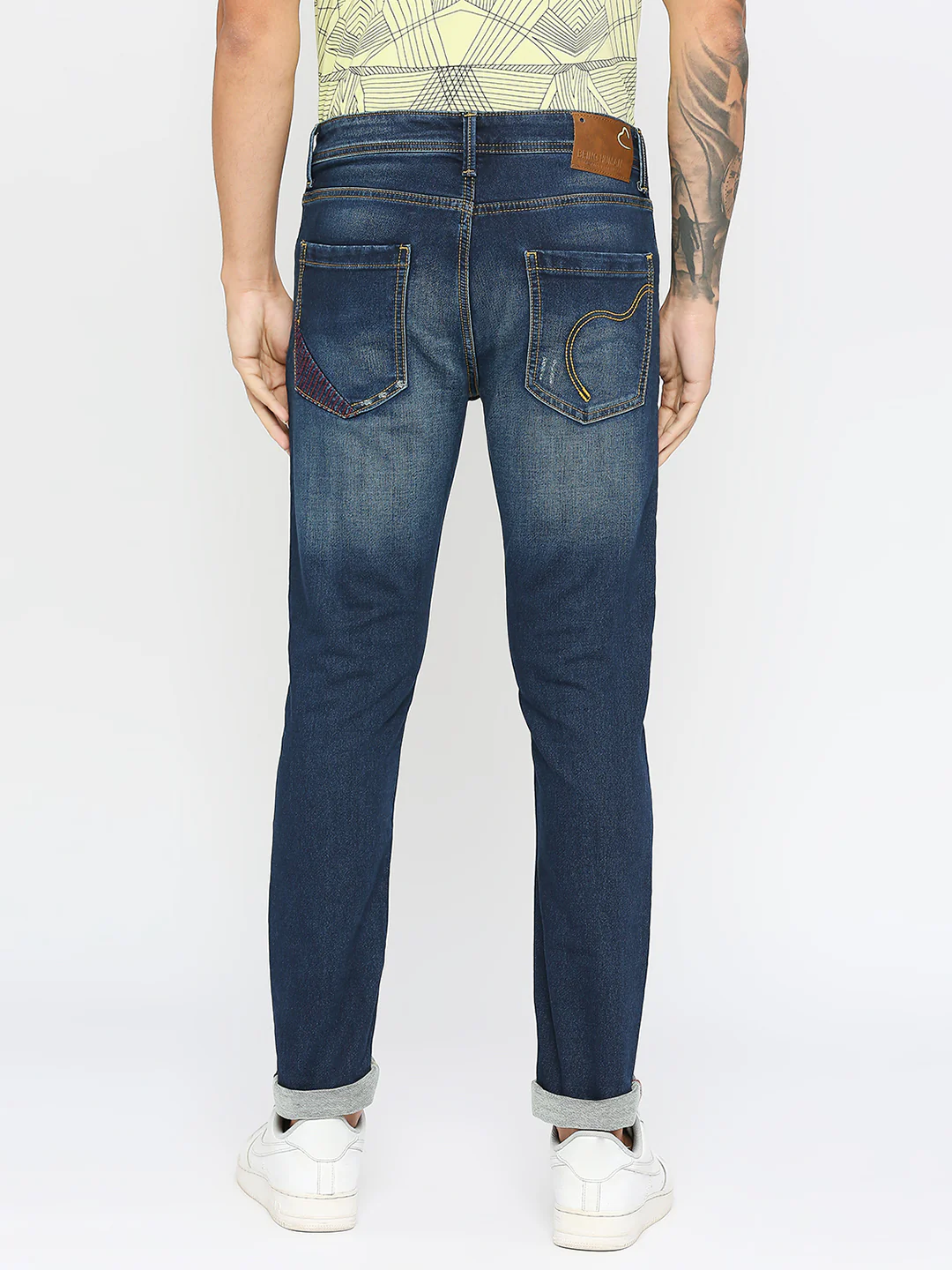 Dark Blue Slim Fit Denims For Men By Being Human Clothing - Image 4