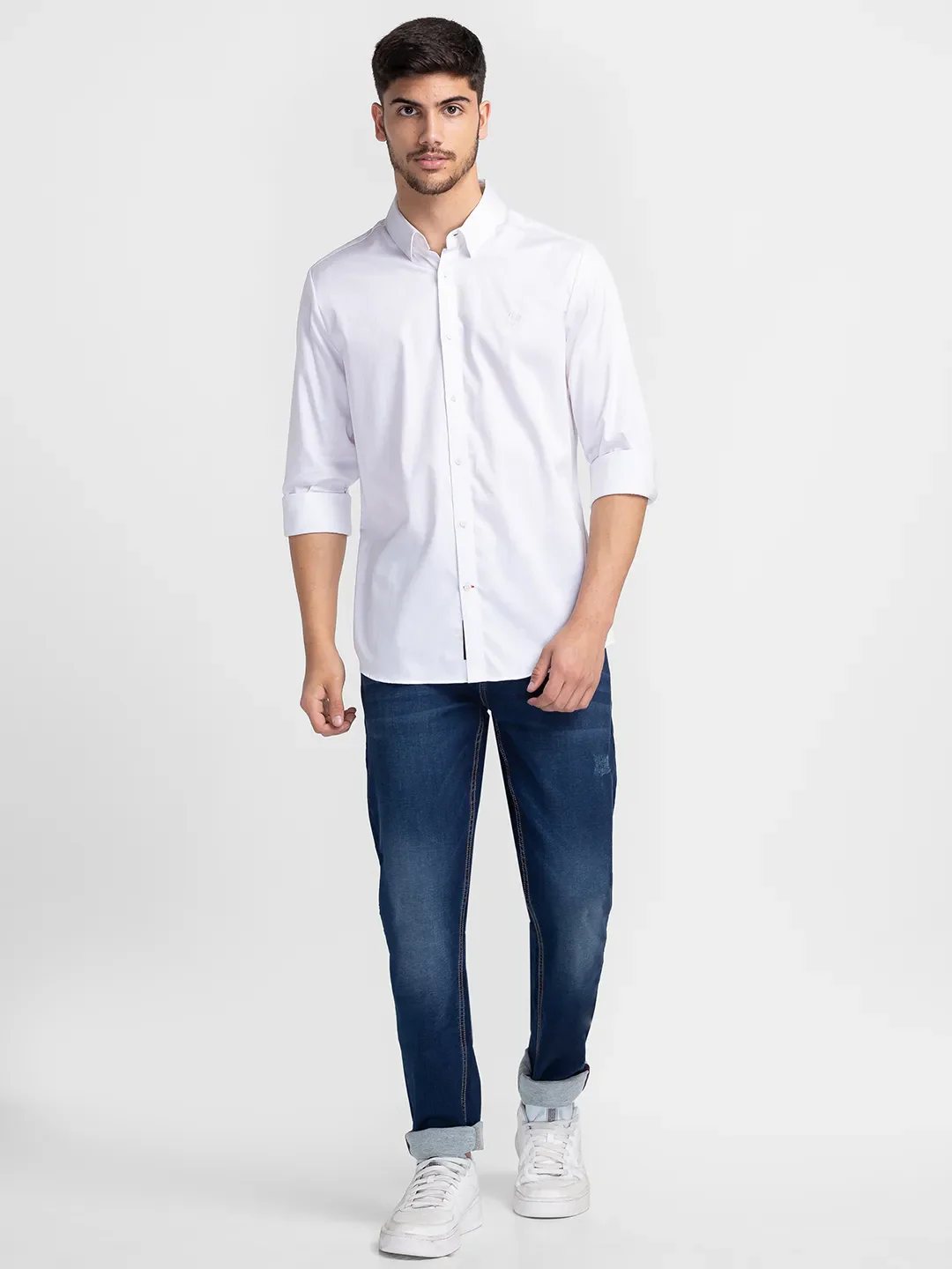 Dark Blue Slim Fit Denims For Men By Being Human Clothing - Image 2