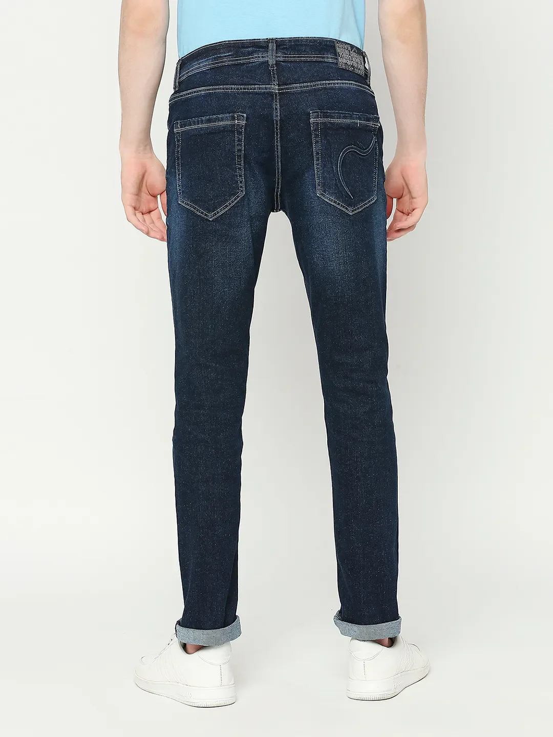 Blue Slim Straight Fit Men's Denims by Being Human Clothing - Image 4