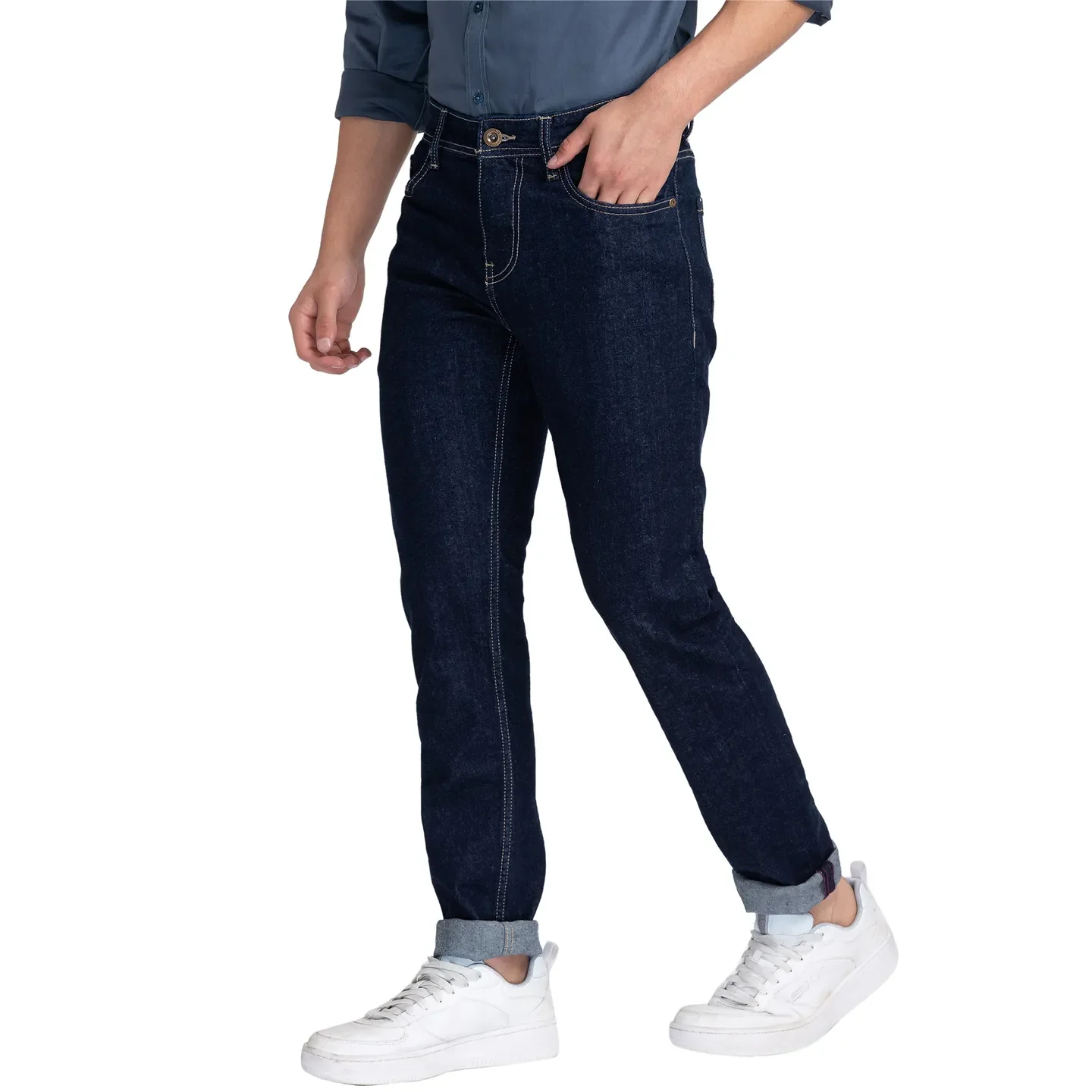 Blue Slim Straight Fit Men's Denims by Being Human Clothing - Image 2