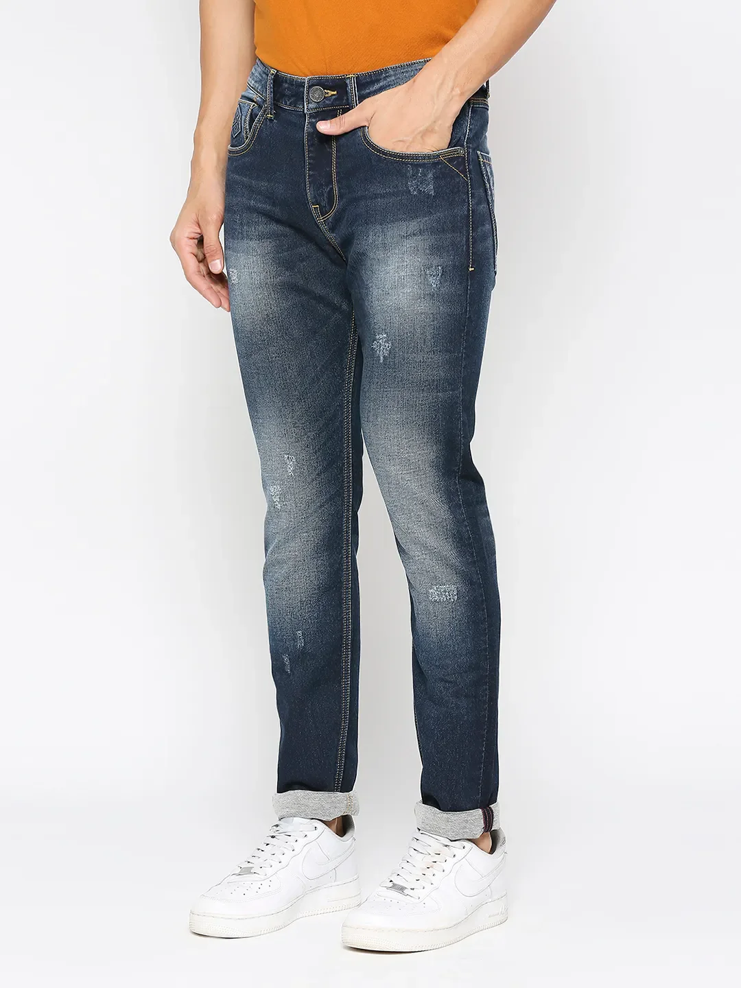 Blue Slim Straight Fit Men's Denims by Being Human Clothing - Image 2