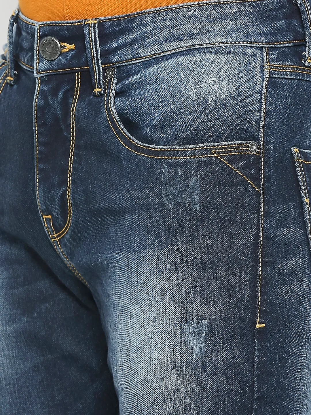 Blue Slim Straight Fit Men's Denims by Being Human Clothing - Image 5