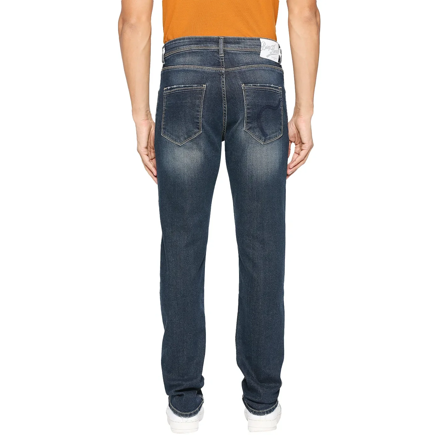 Blue Slim Straight Fit Men's Denims by Being Human Clothing - Image 4