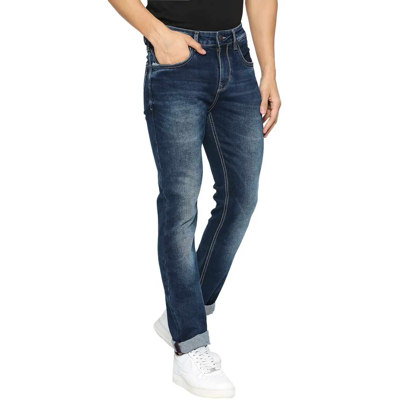 Blue Slim Straight Fit Men's Denims by Being Human Clothing - Image 3