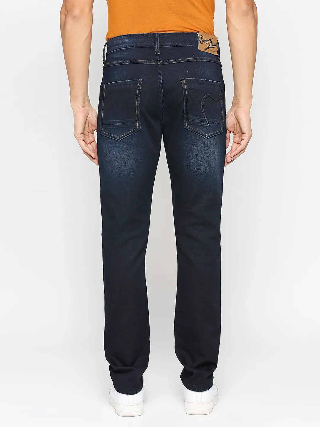 Blue Slim Straight Fit Men's Denims by Being Human Clothing - Image 4
