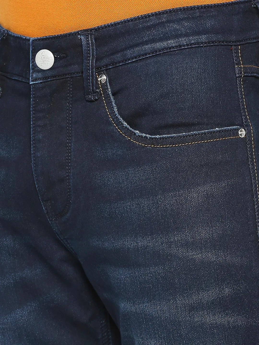 Blue Slim Straight Fit Men's Denims by Being Human Clothing - Image 5