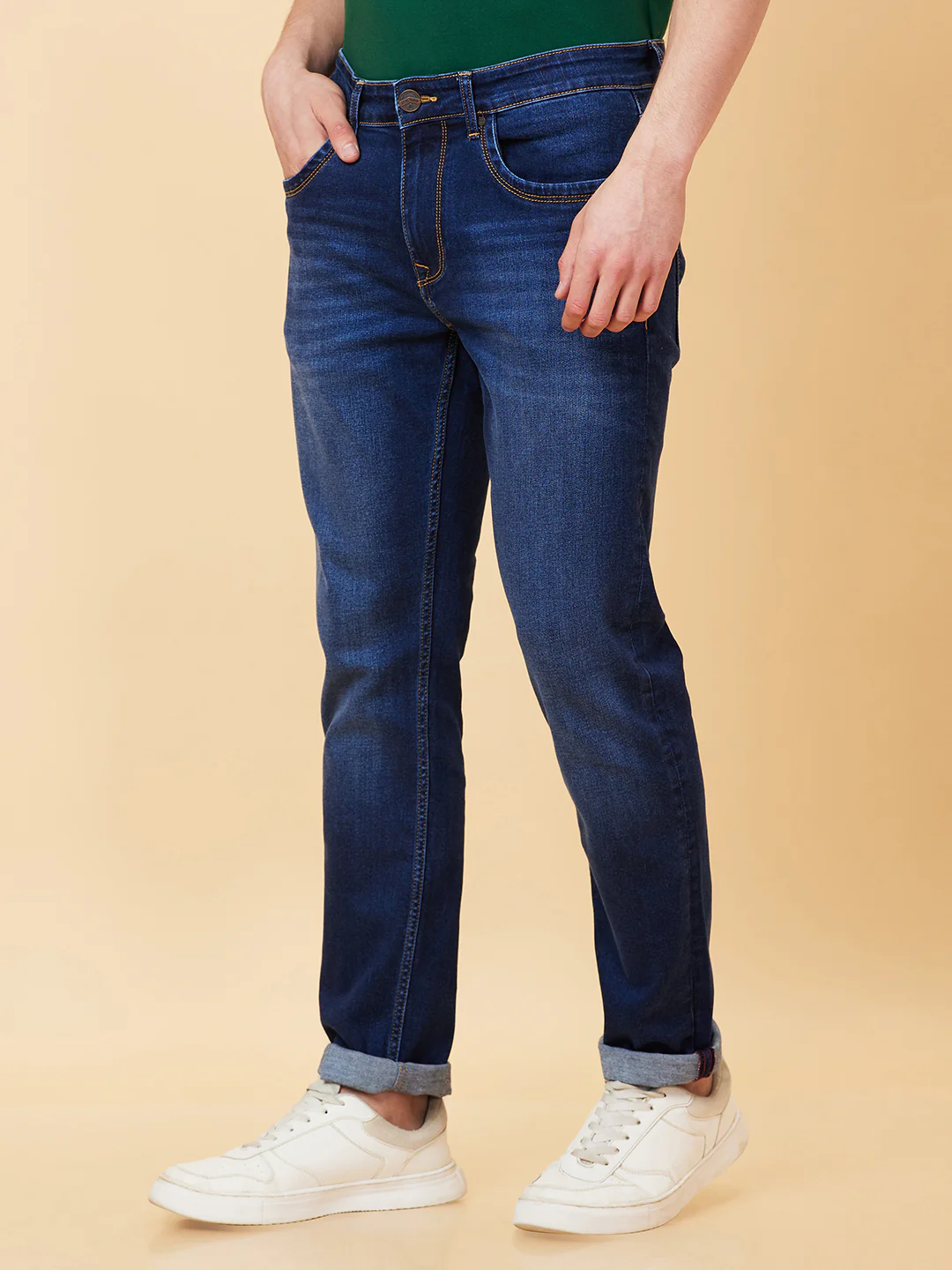 Dark Blue Slim Fit Denims For Men By Being Human Clothing - Image 3