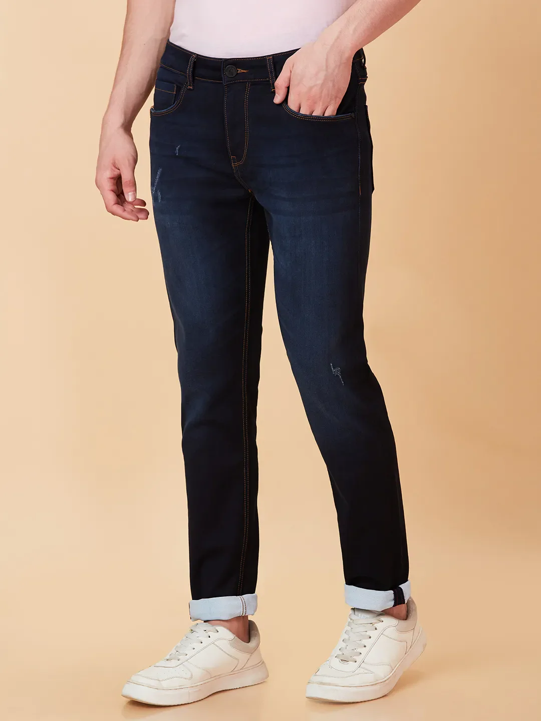 Blue Slim Fit Men's Denims by Being Human Clothing - Image 4