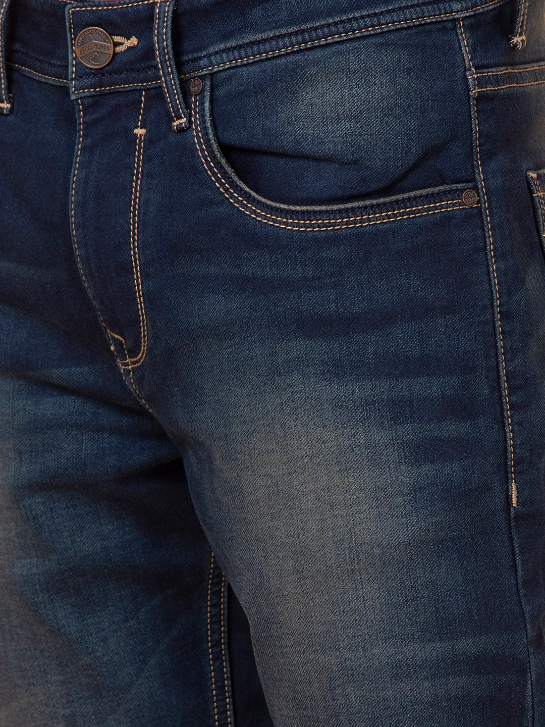 Blue Slim Fit Men's Denims by Being Human Clothing - Image 5