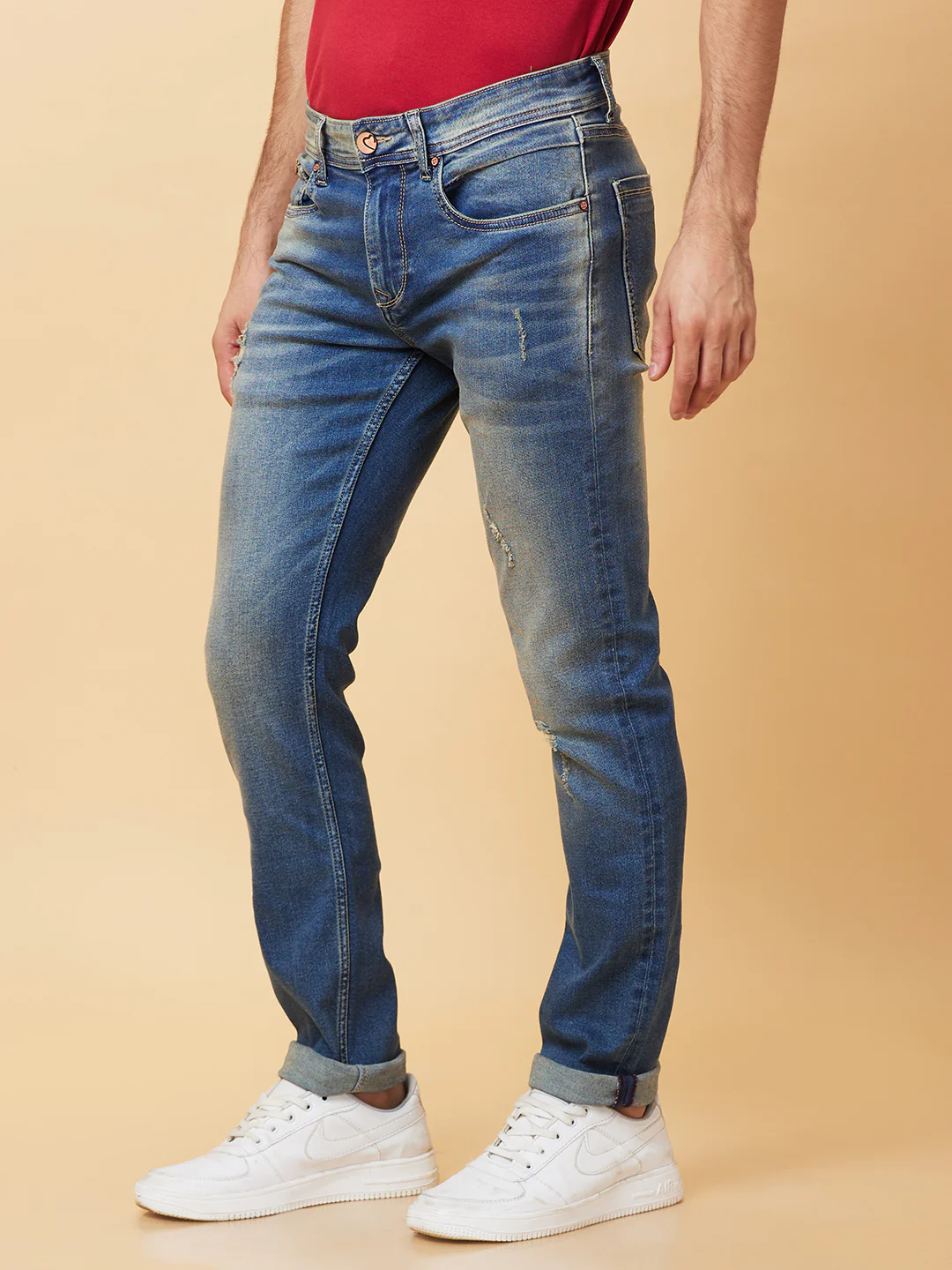 Dark Blue Slim Fit Denims For Men By Being Human Clothing - Image 4