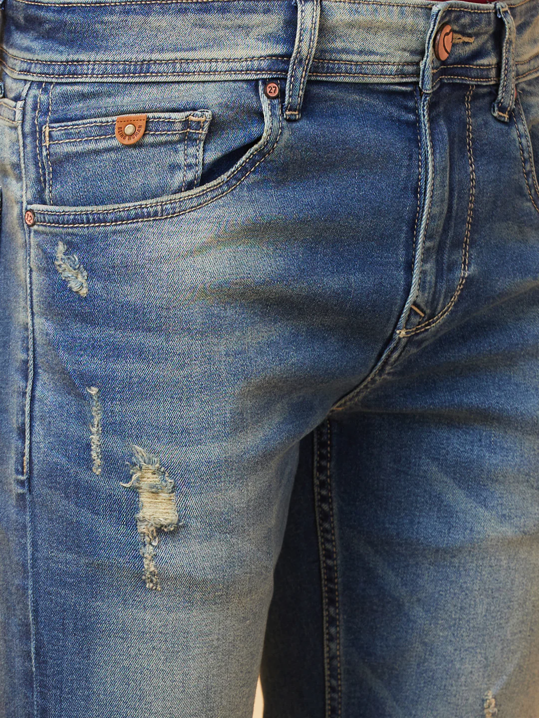 Dark Blue Slim Fit Denims For Men By Being Human Clothing - Image 5