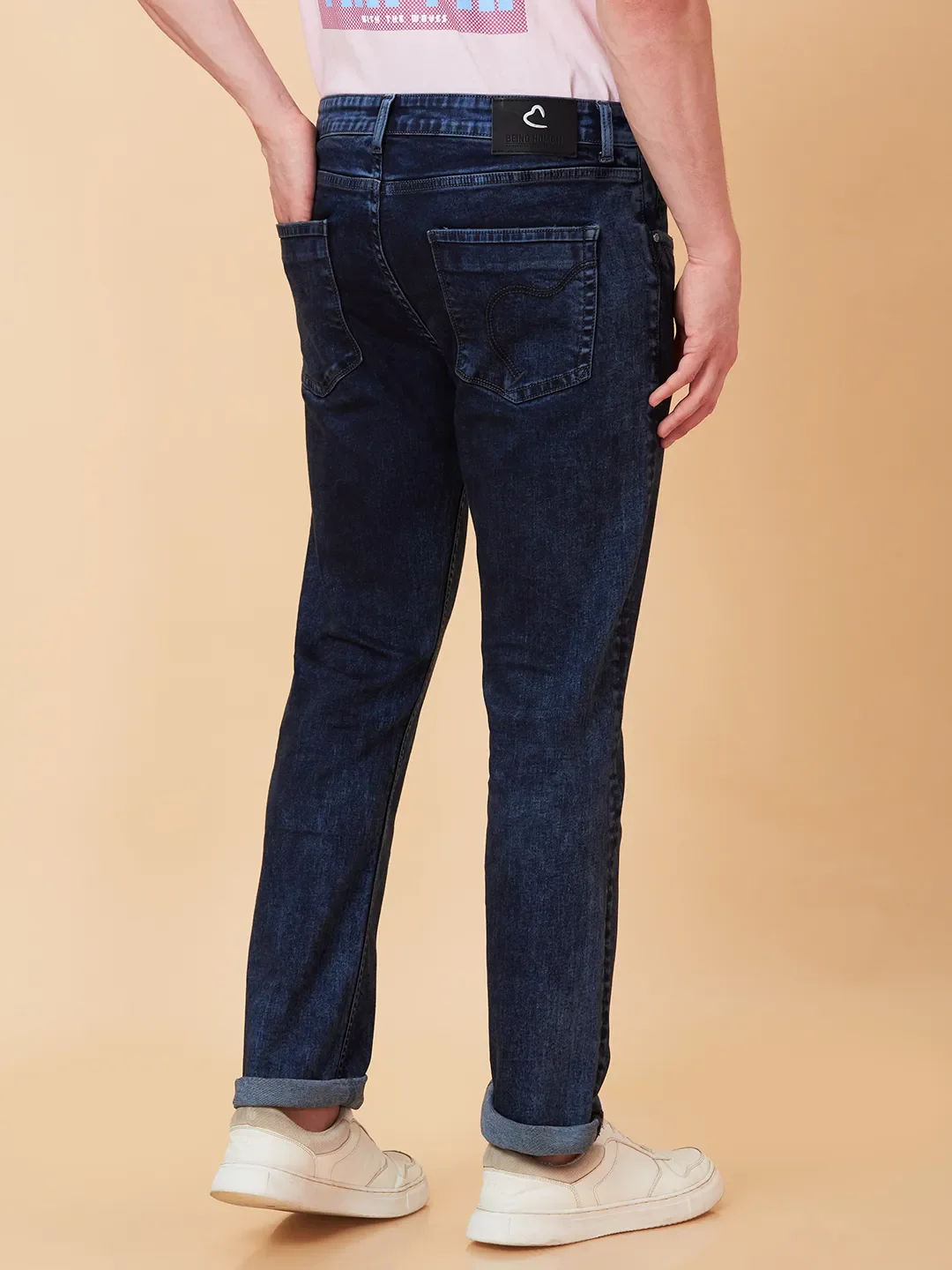 Dark Blue Slim Fit Denims For Men By Being Human Clothing - Image 3