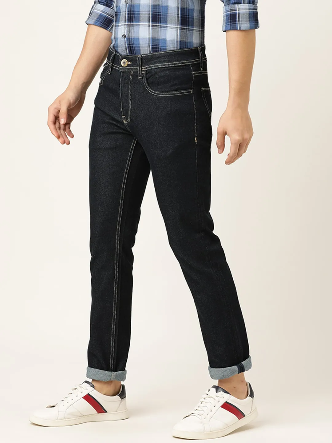 Blue Slim Straight Fit Men's Denims by Being Human Clothing - Image 3