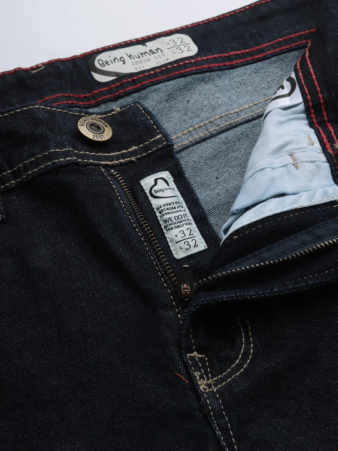 Blue Slim Straight Fit Men's Denims by Being Human Clothing - Image 4