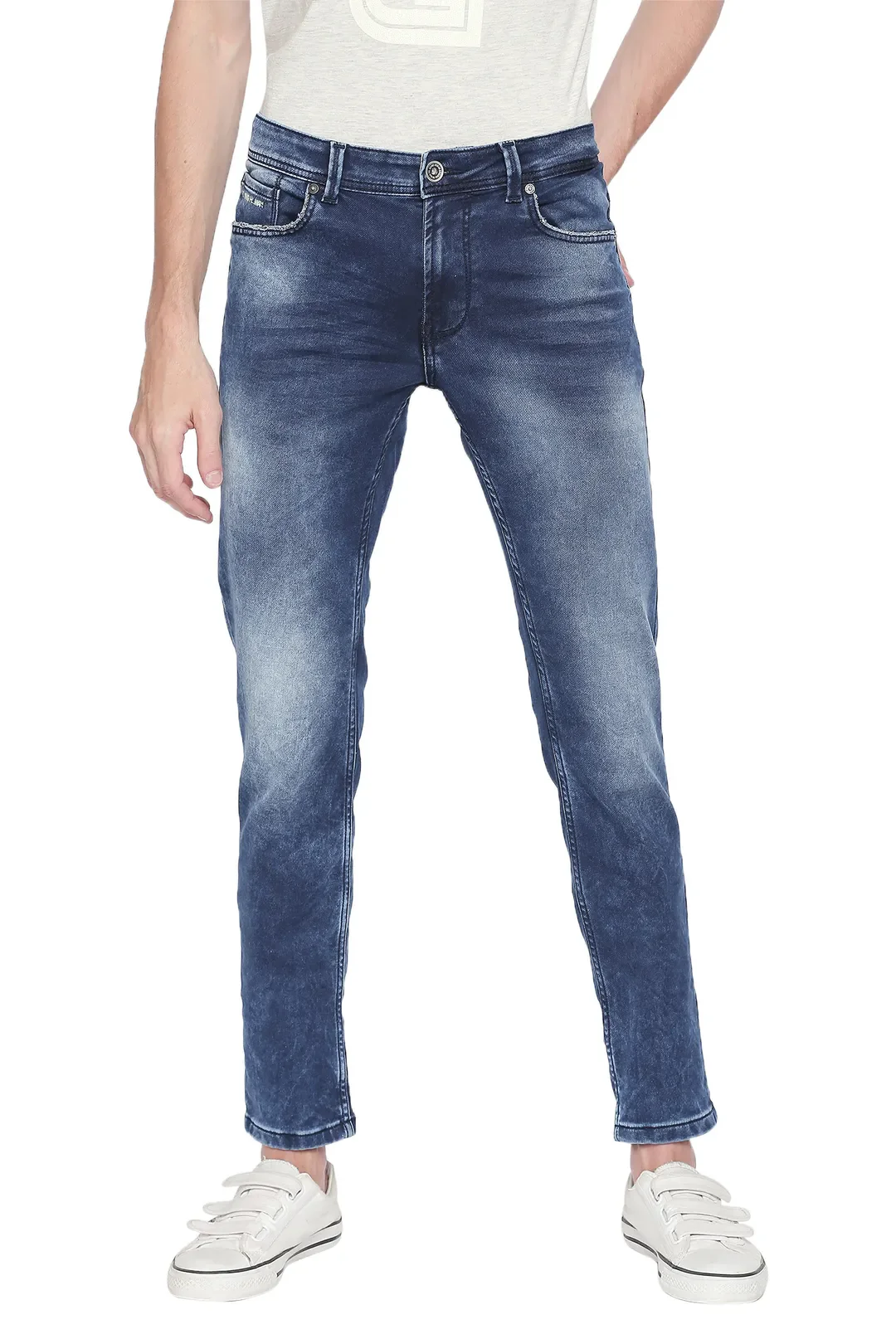 Blue Slim Straight Fit Men's Denims by Being Human Clothing - Image 5