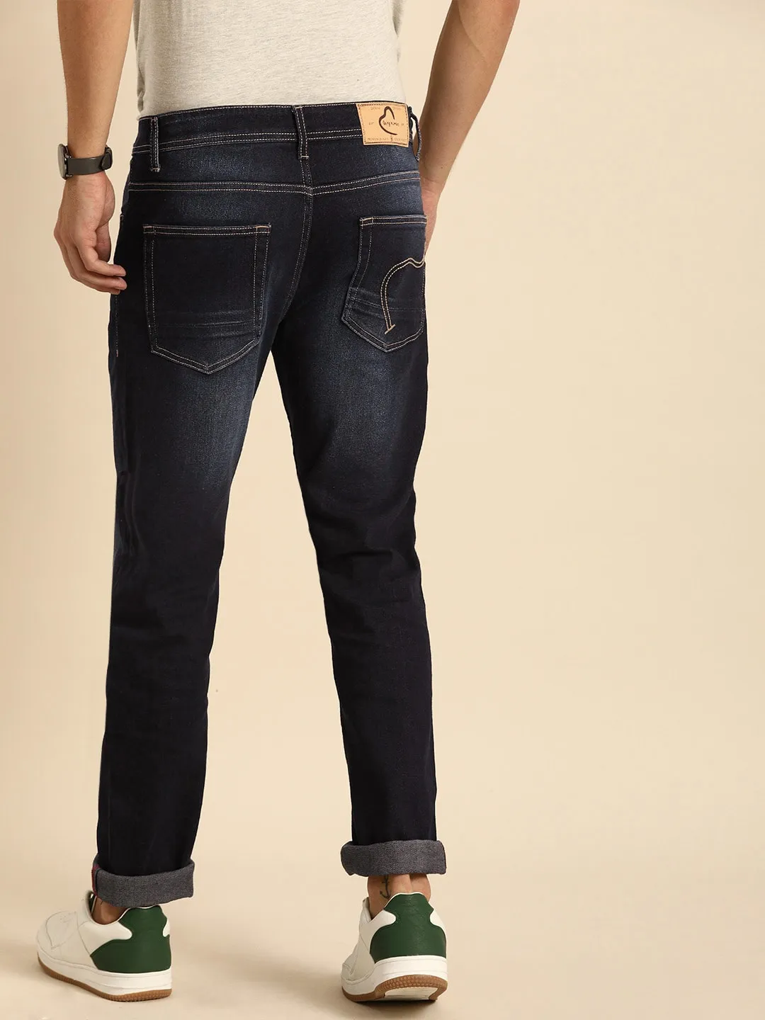 Blue Slim Straight Fit Men's Denims by Being Human Clothing - Image 3