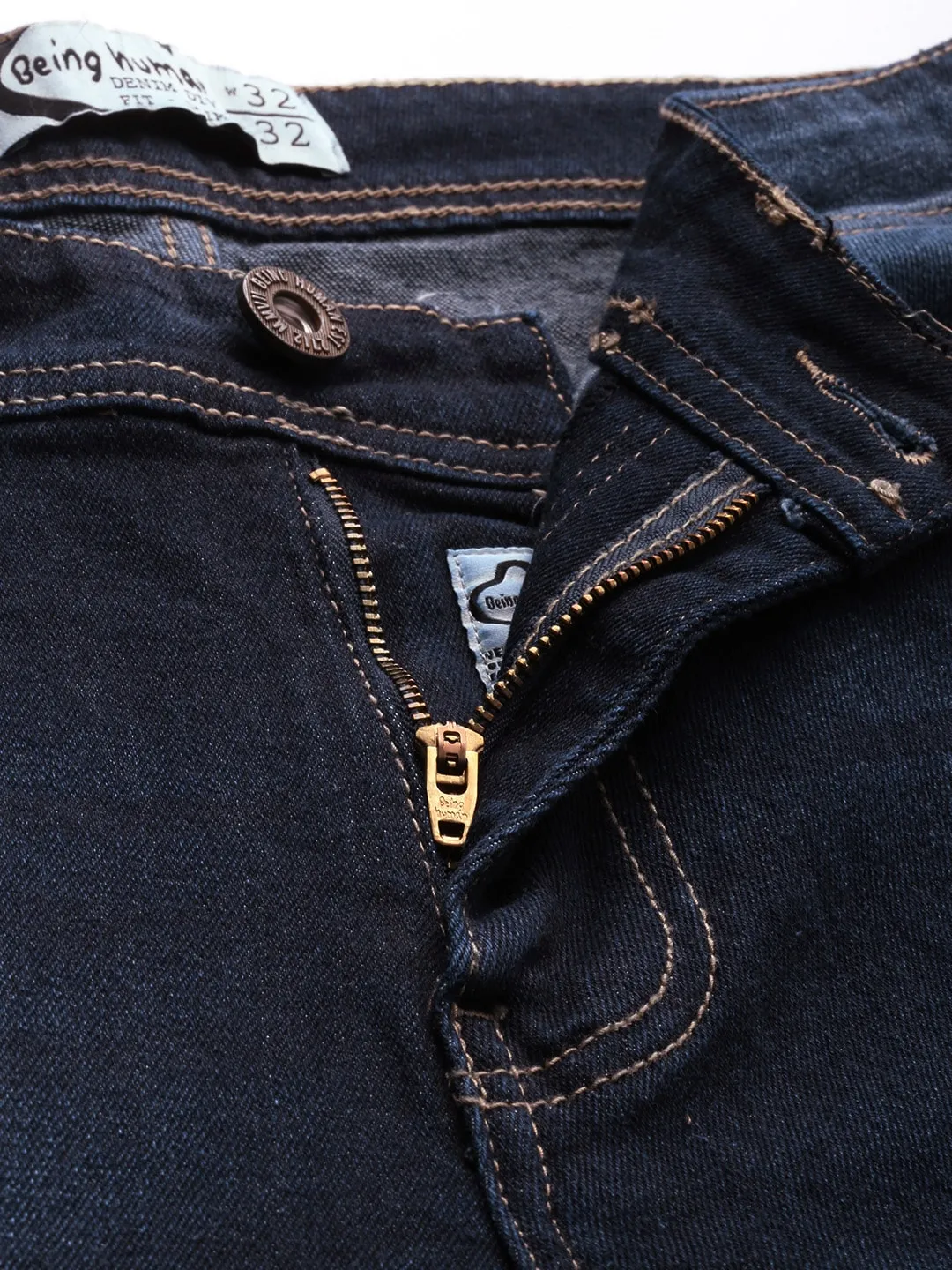 Blue Slim Straight Fit Men's Denims by Being Human Clothing - Image 4