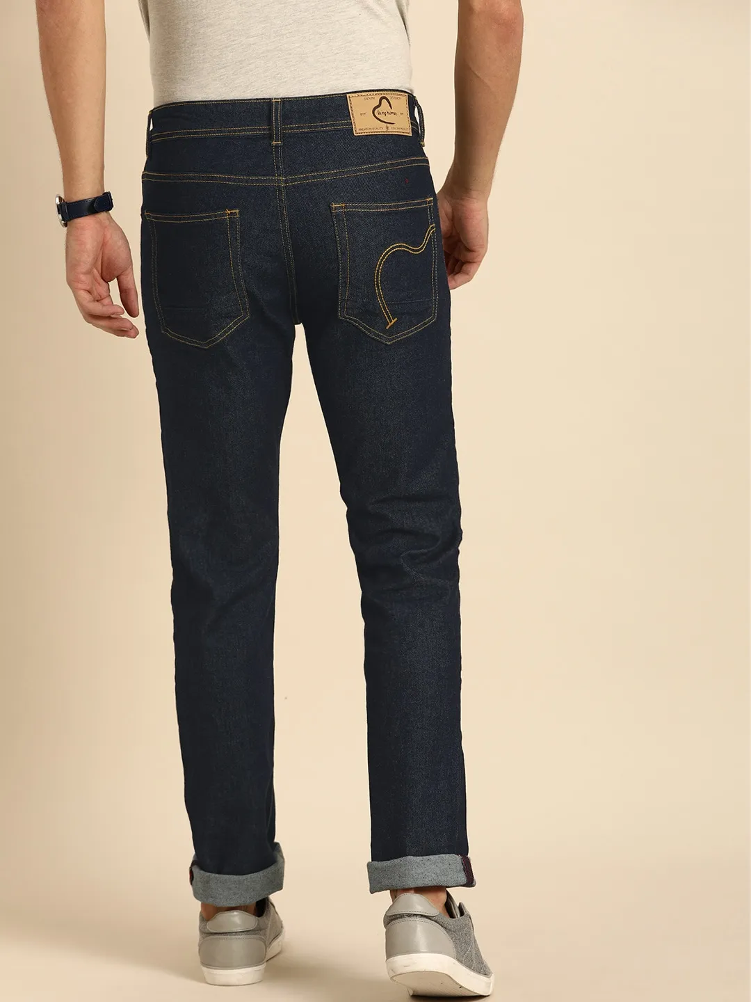Blue Slim Straight Fit Men's Denims by Being Human Clothing - Image 3
