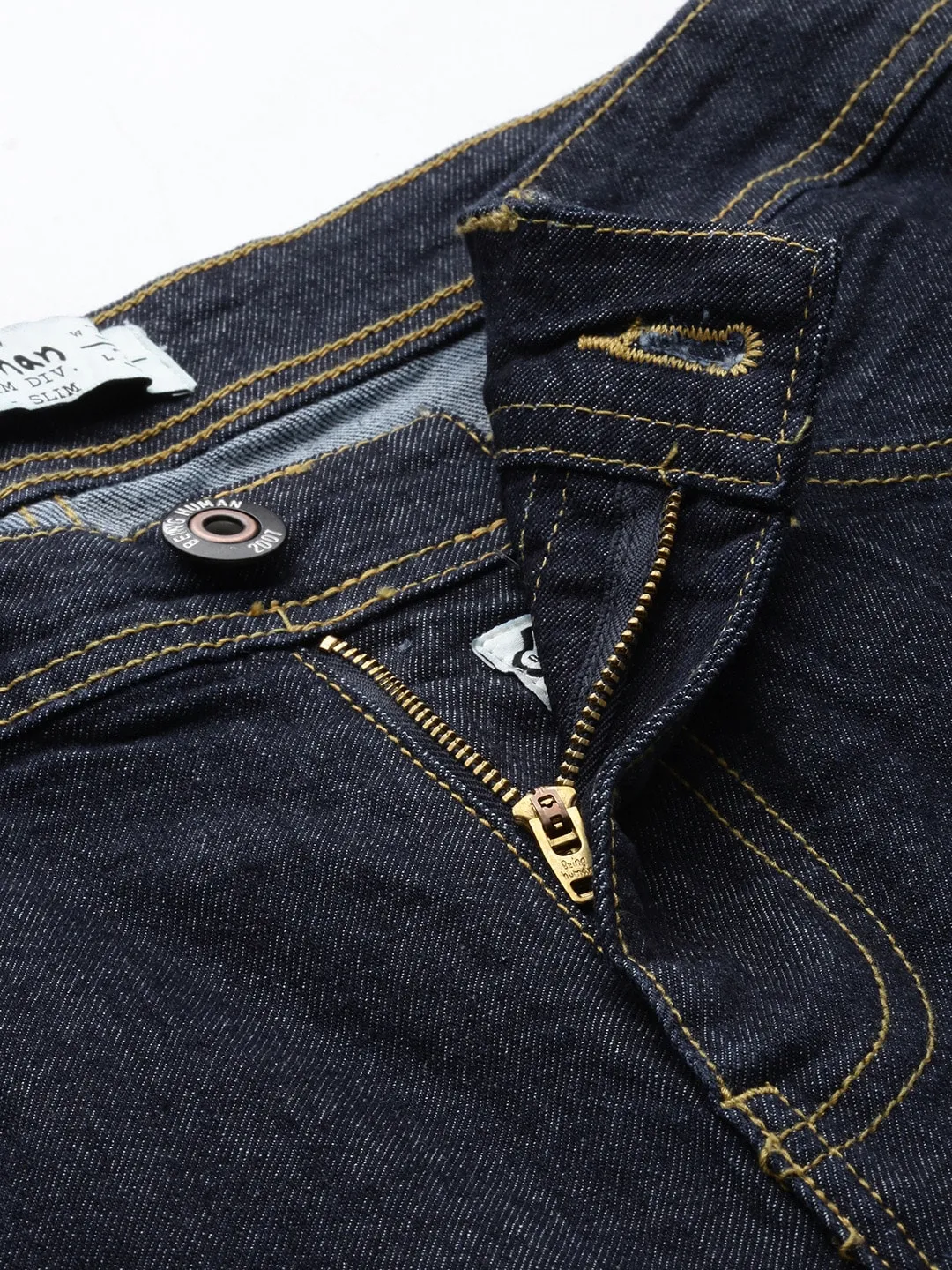 Blue Slim Straight Fit Men's Denims by Being Human Clothing - Image 5