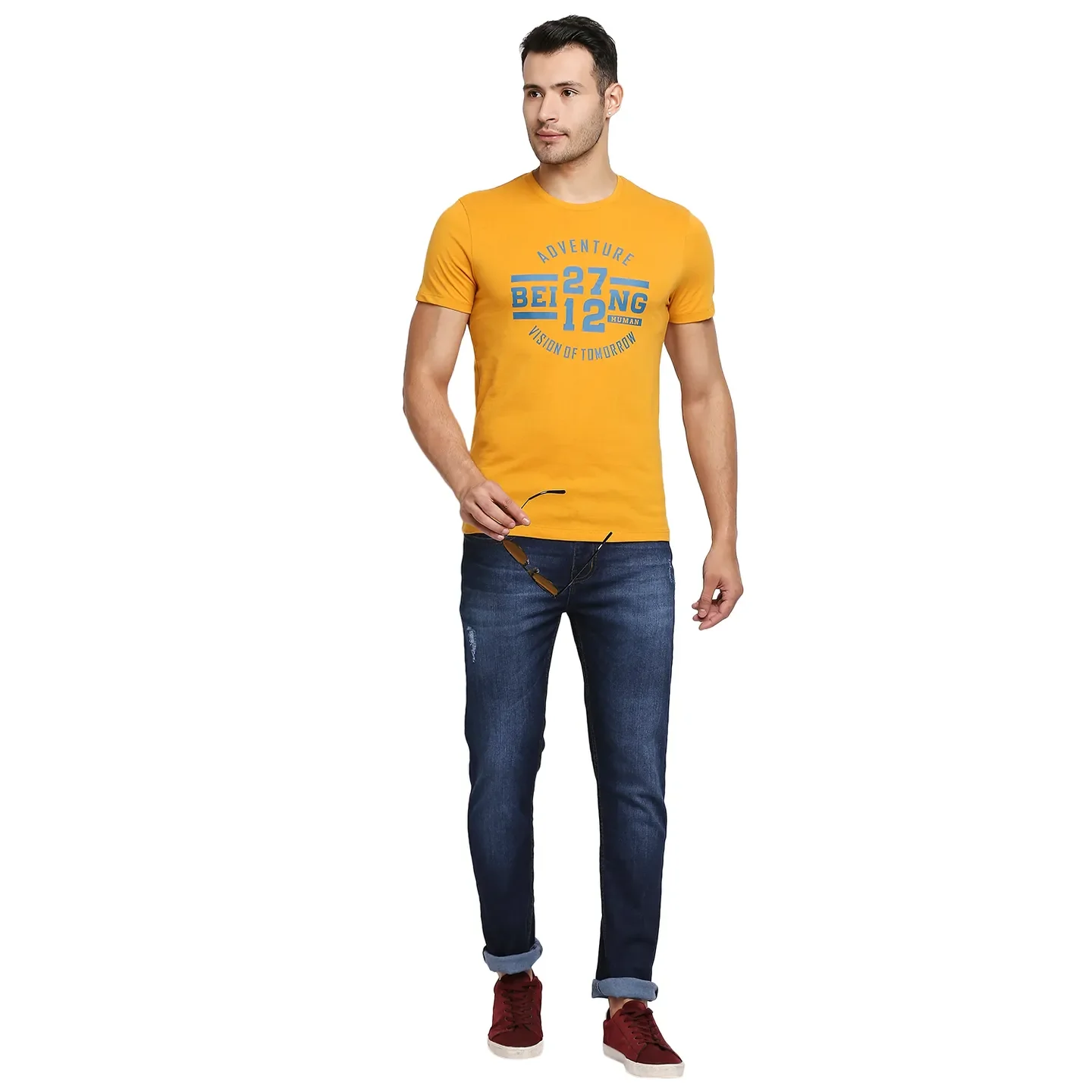 Blue Slim Straight Fit Men's Denims by Being Human Clothing - Image 5