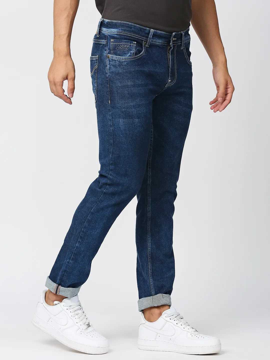 Blue Slim Straight Fit Men's Denims by Being Human Clothing - Image 3