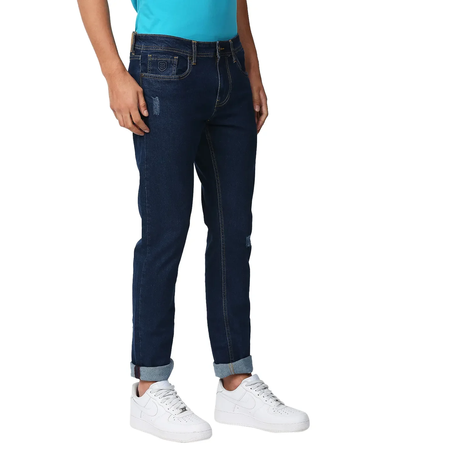 Blue Slim Straight Fit Men's Denims by Being Human Clothing - Image 3