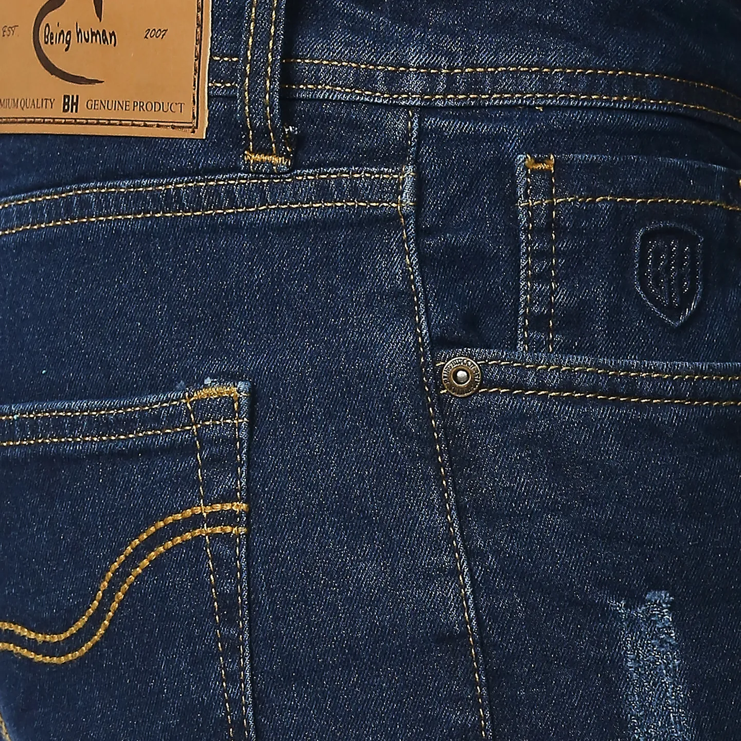 Blue Slim Straight Fit Men's Denims by Being Human Clothing - Image 5