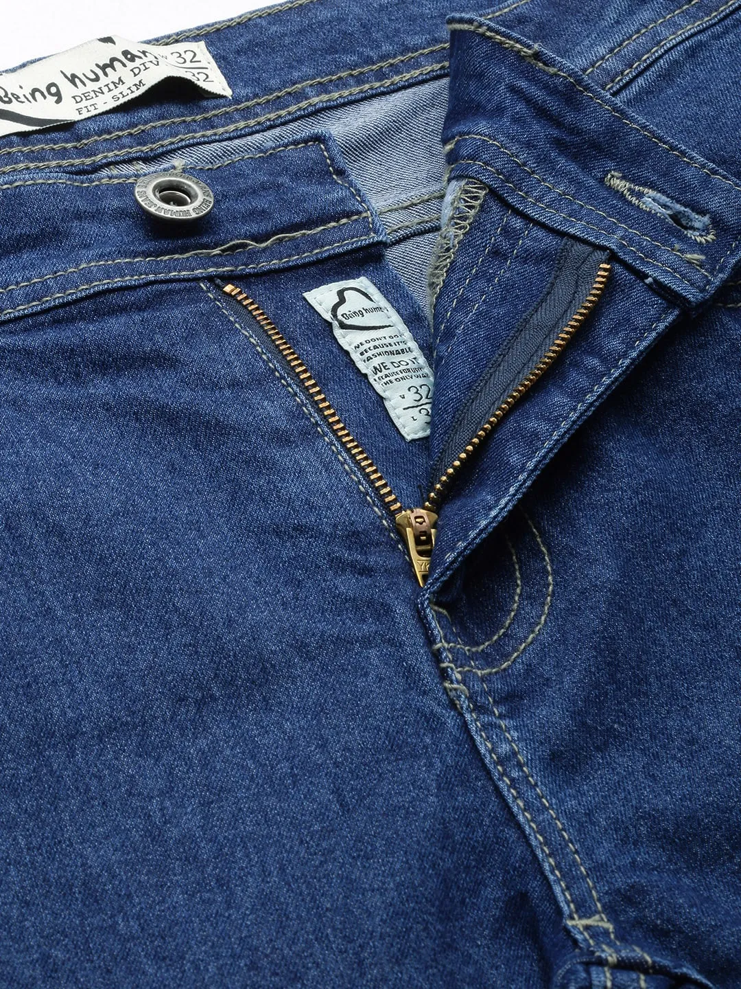 Blue Slim Straight Fit Men's Denims by Being Human Clothing - Image 4