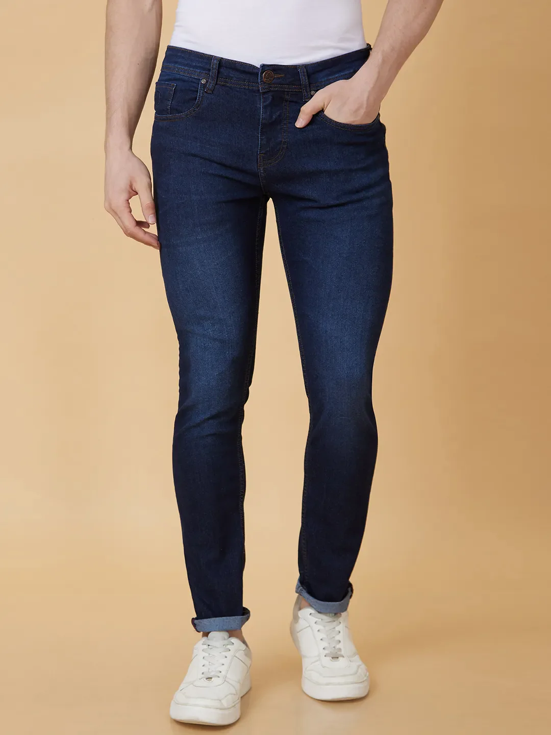 Blue Slim Straight Fit Men's Denims by Being Human Clothing - Image 6
