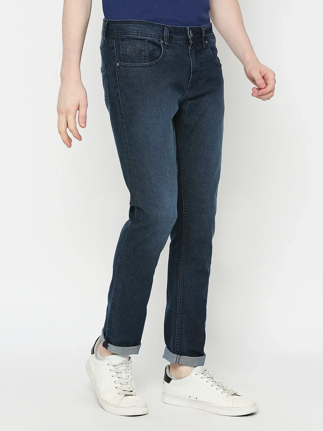 Blue Slim Straight Fit Men's Denims by Being Human Clothing - Image 3