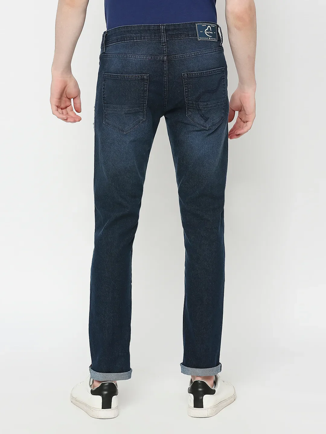 Blue Slim Straight Fit Men's Denims by Being Human Clothing - Image 4