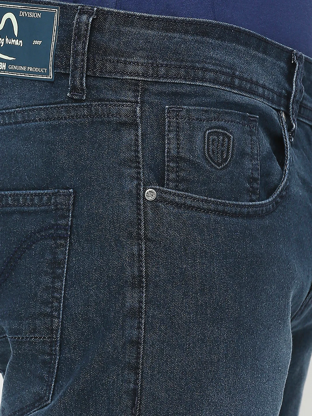 Blue Slim Straight Fit Men's Denims by Being Human Clothing - Image 5