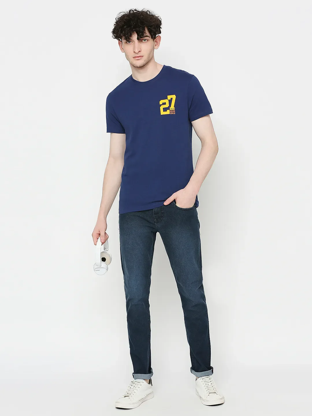 Blue Slim Straight Fit Men's Denims by Being Human Clothing - Image 6