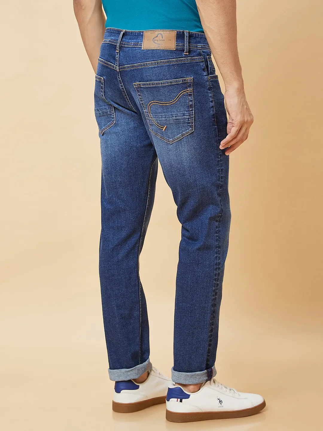 Blue Slim Straight Fit Men's Denims by Being Human Clothing - Image 4