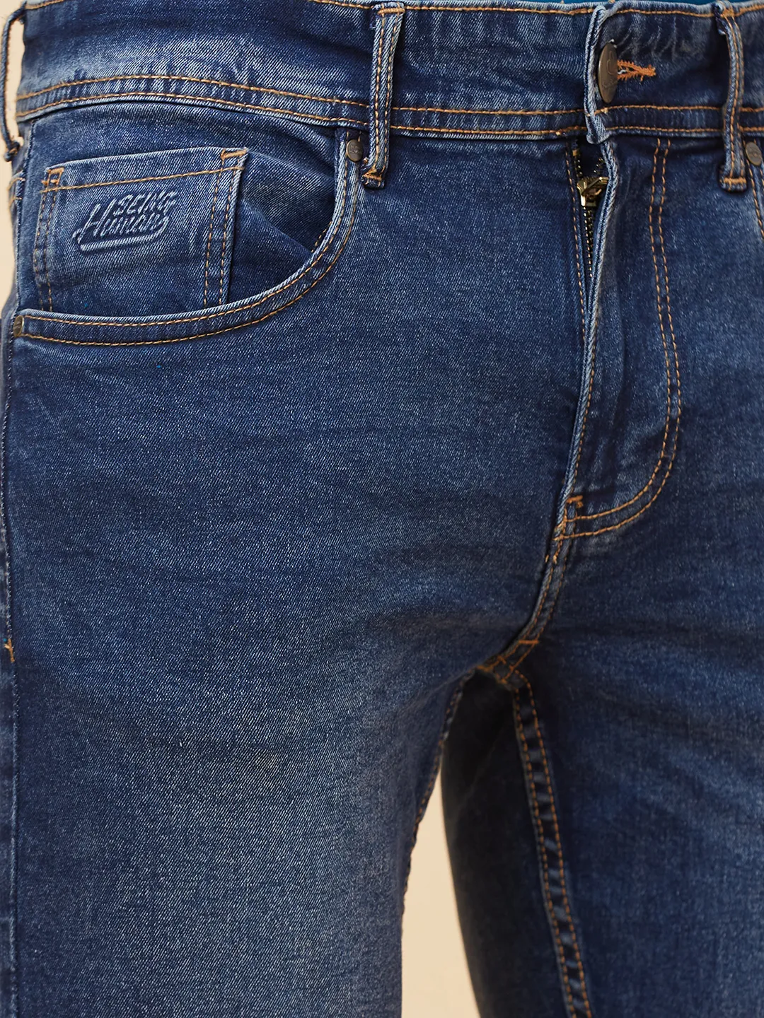 Blue Slim Straight Fit Men's Denims by Being Human Clothing - Image 5