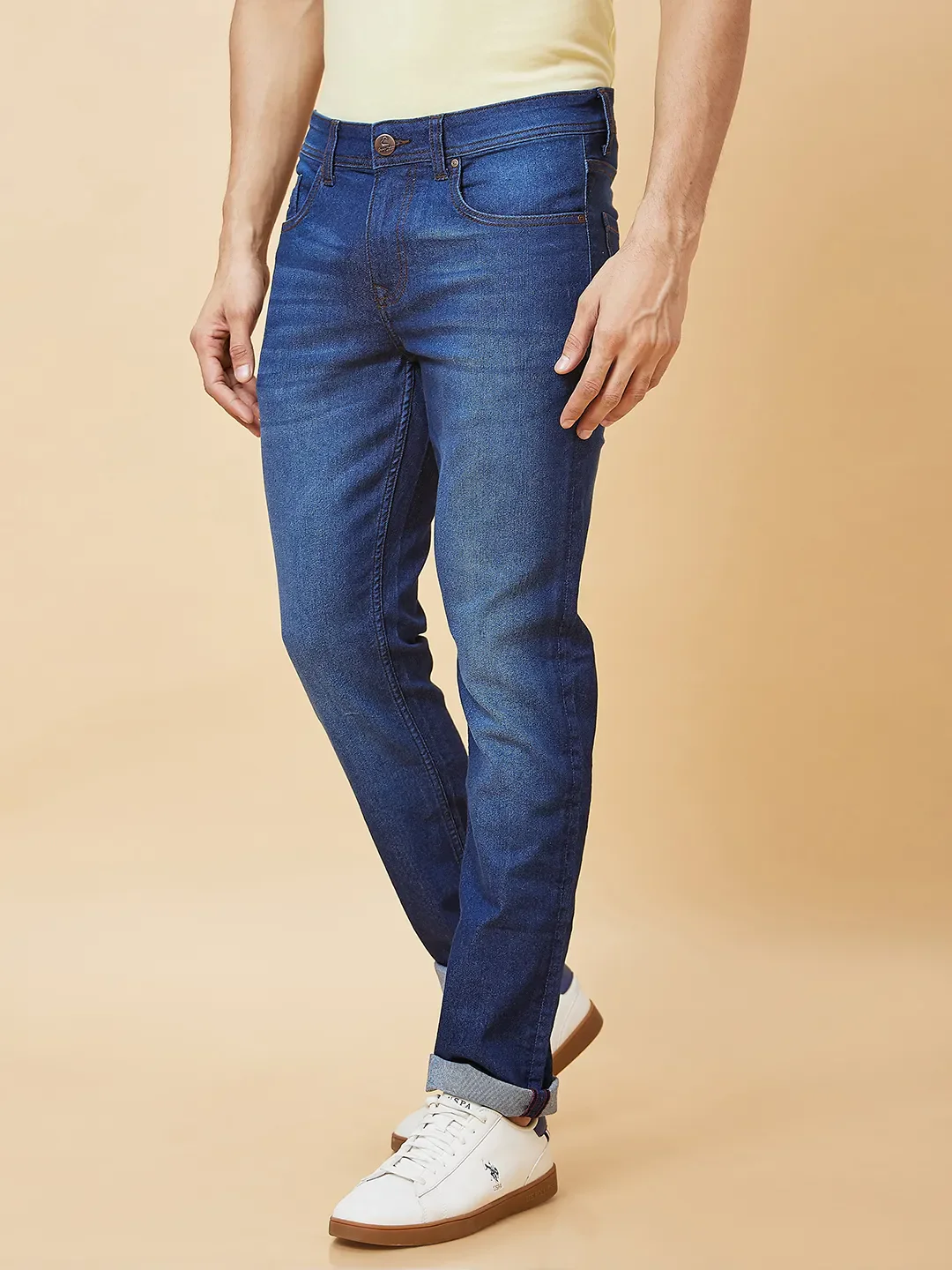Blue Slim Straight Fit Men's Denims by Being Human Clothing - Image 3