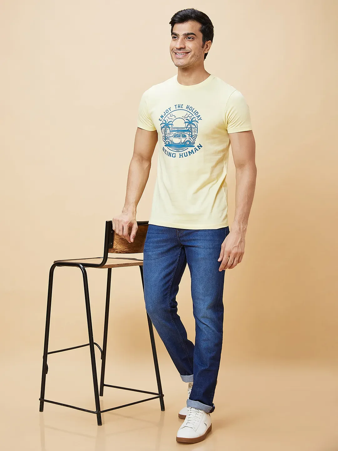 Blue Slim Straight Fit Men's Denims by Being Human Clothing - Image 6