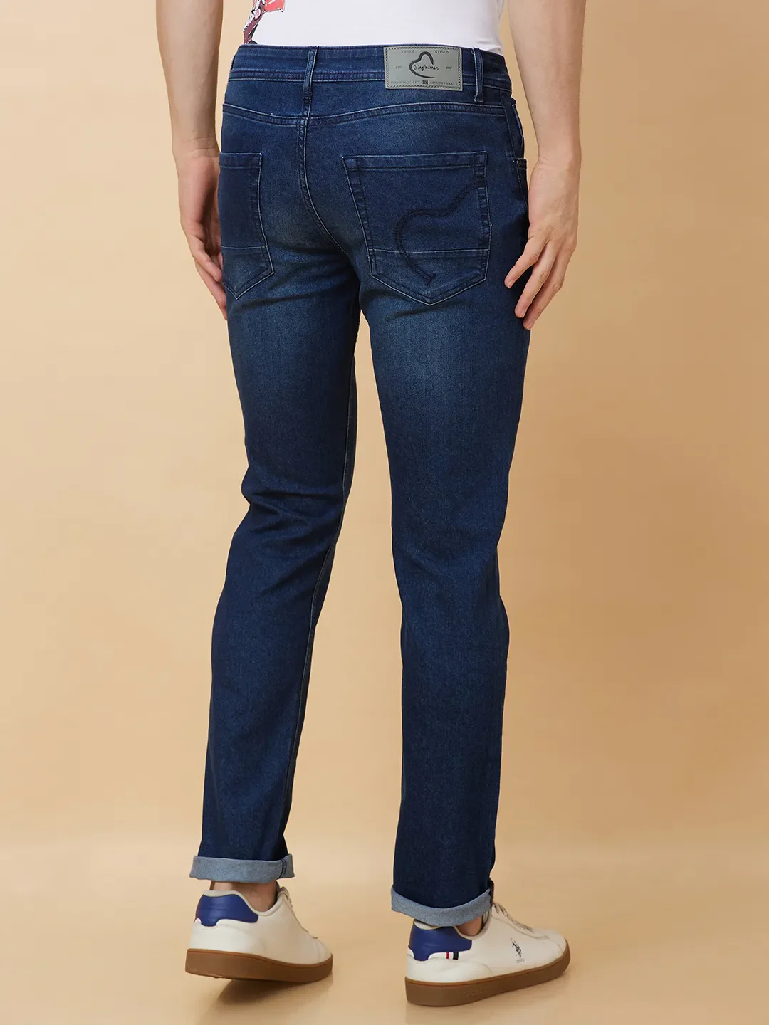 Blue Slim Straight Fit Men's Denims by Being Human Clothing - Image 3