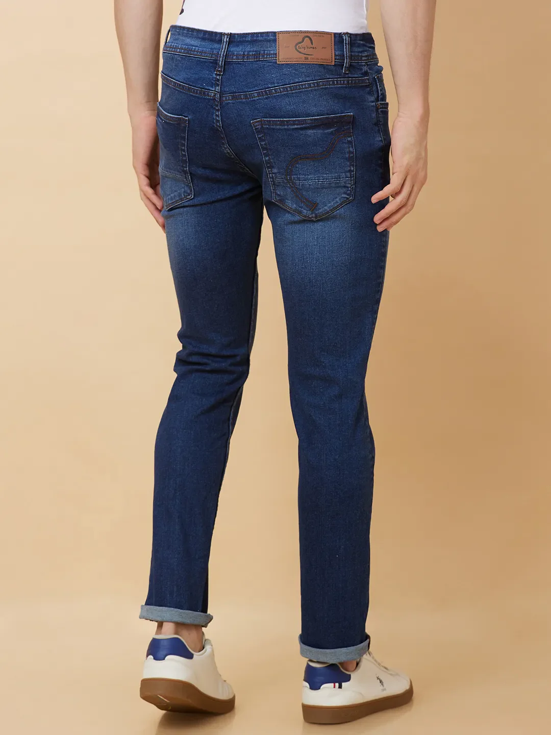 Blue Slim Straight Fit Men's Denims by Being Human Clothing - Image 3