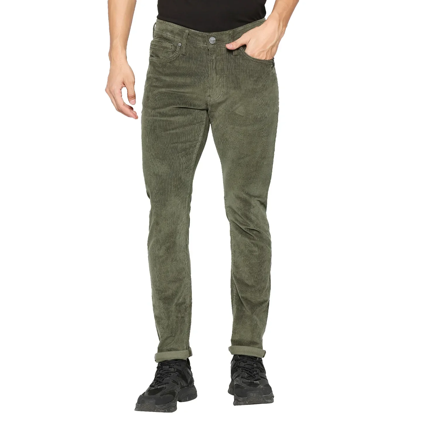 Olive Slim Straight Fit Men's Denims by Being Human Clothing