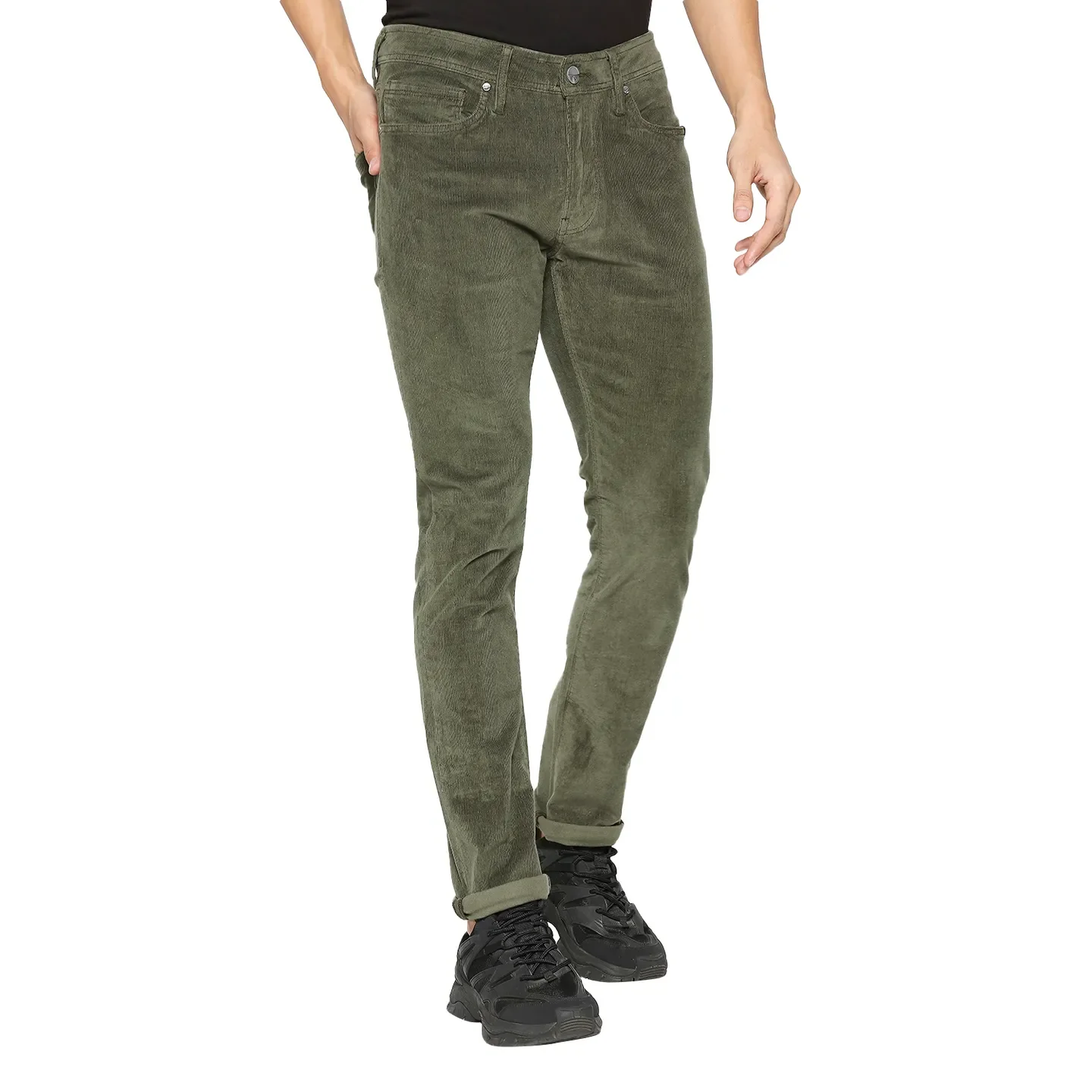 Olive Slim Straight Fit Men's Denims by Being Human Clothing - Image 3