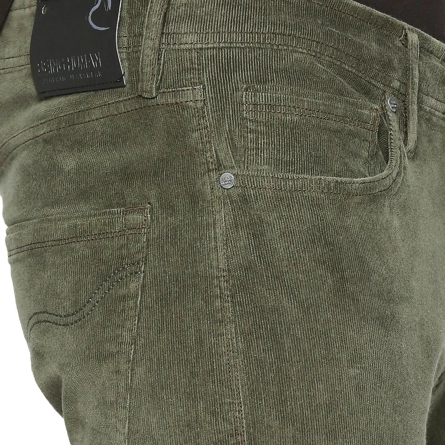 Olive Slim Straight Fit Men's Denims by Being Human Clothing - Image 5