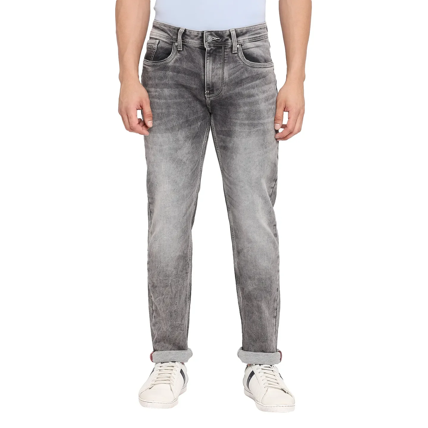 Grey Slim Straight Fit Men's Denims by Being Human Clothing