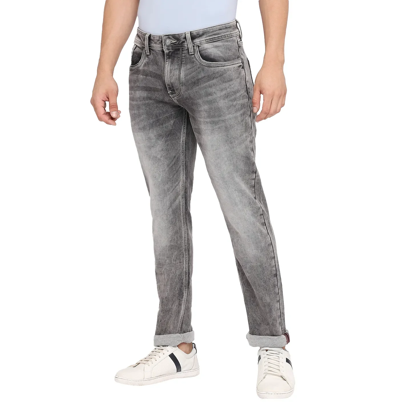 Grey Slim Straight Fit Men's Denims by Being Human Clothing - Image 2