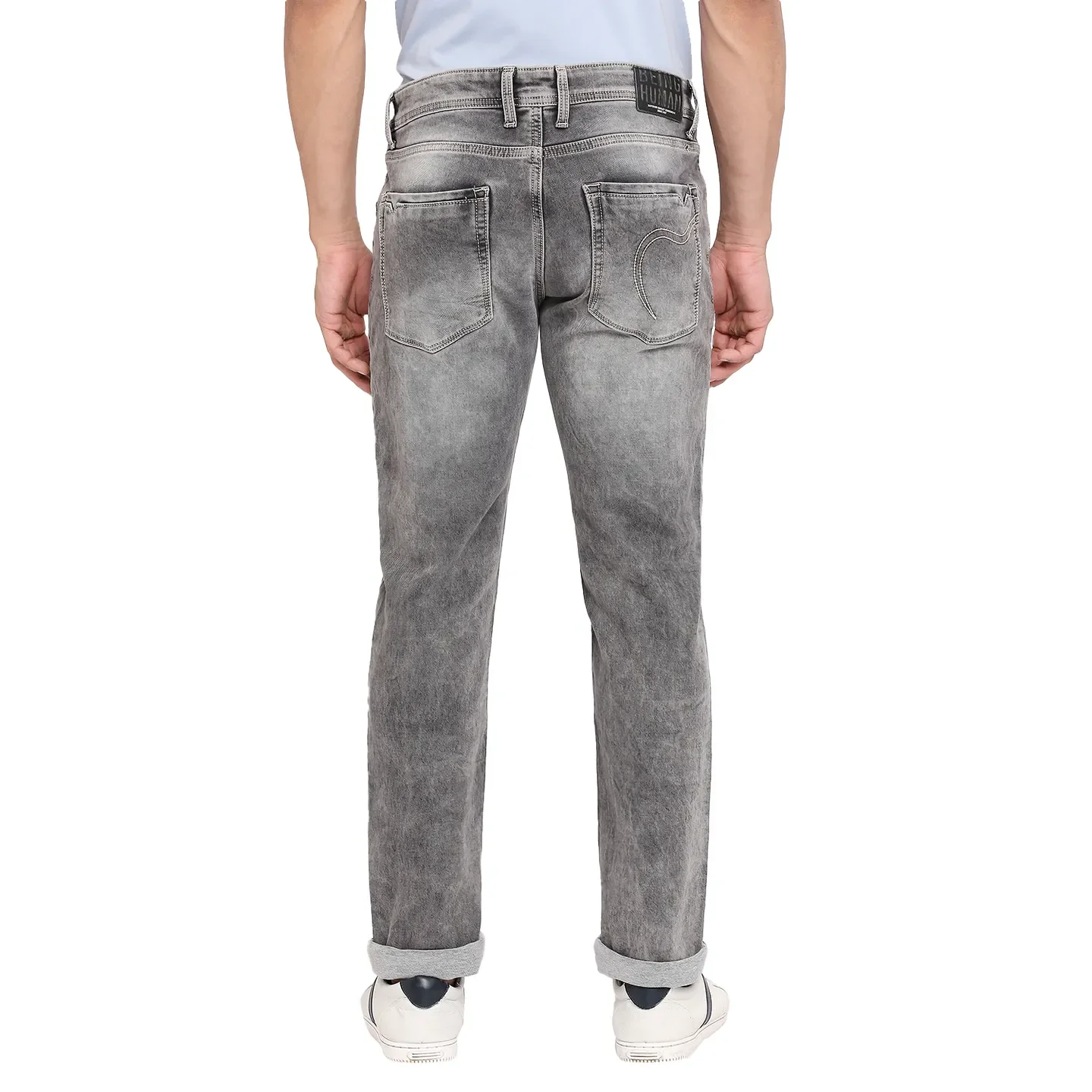 Grey Slim Straight Fit Men's Denims by Being Human Clothing - Image 4