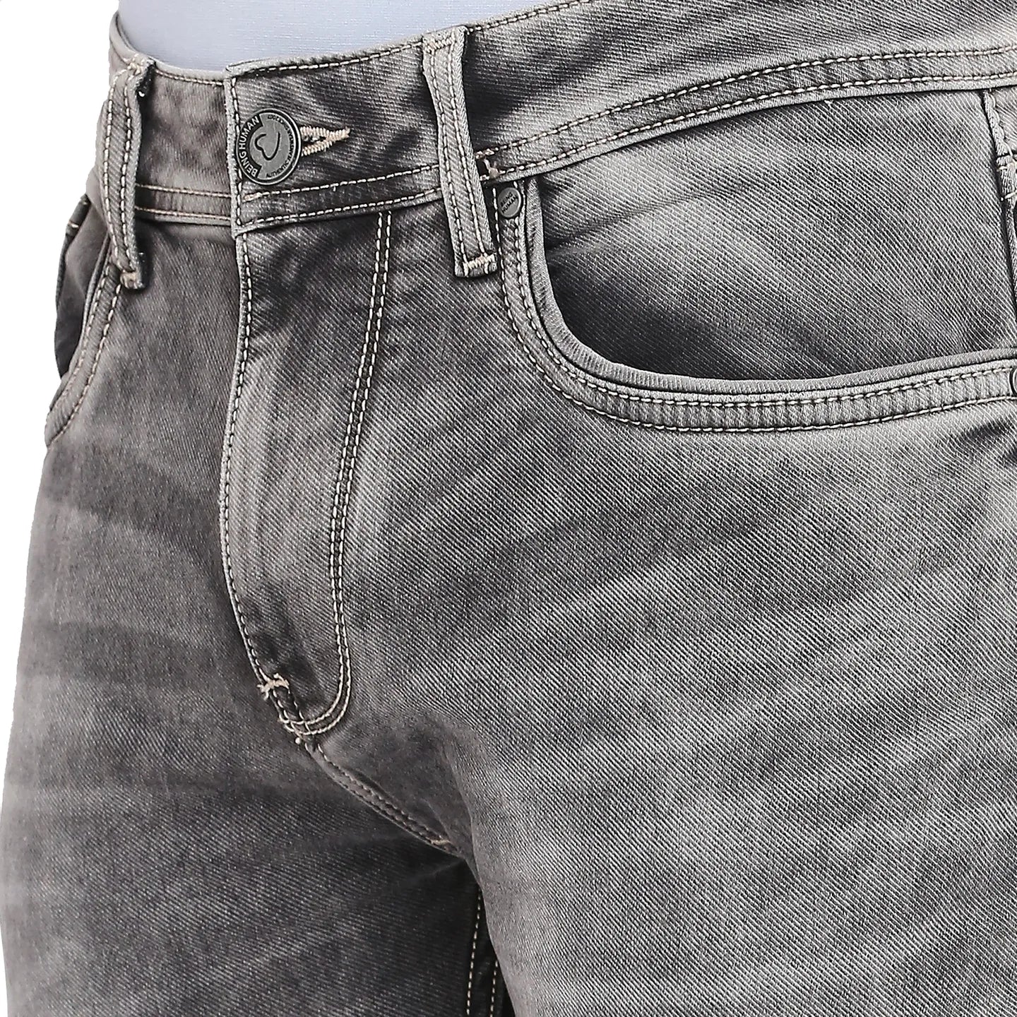 Grey Slim Straight Fit Men's Denims by Being Human Clothing - Image 5
