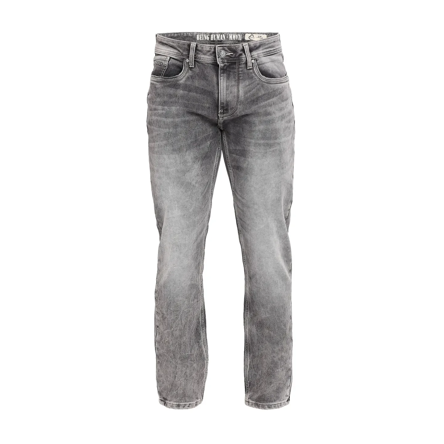 Grey Slim Straight Fit Men's Denims by Being Human Clothing - Image 7
