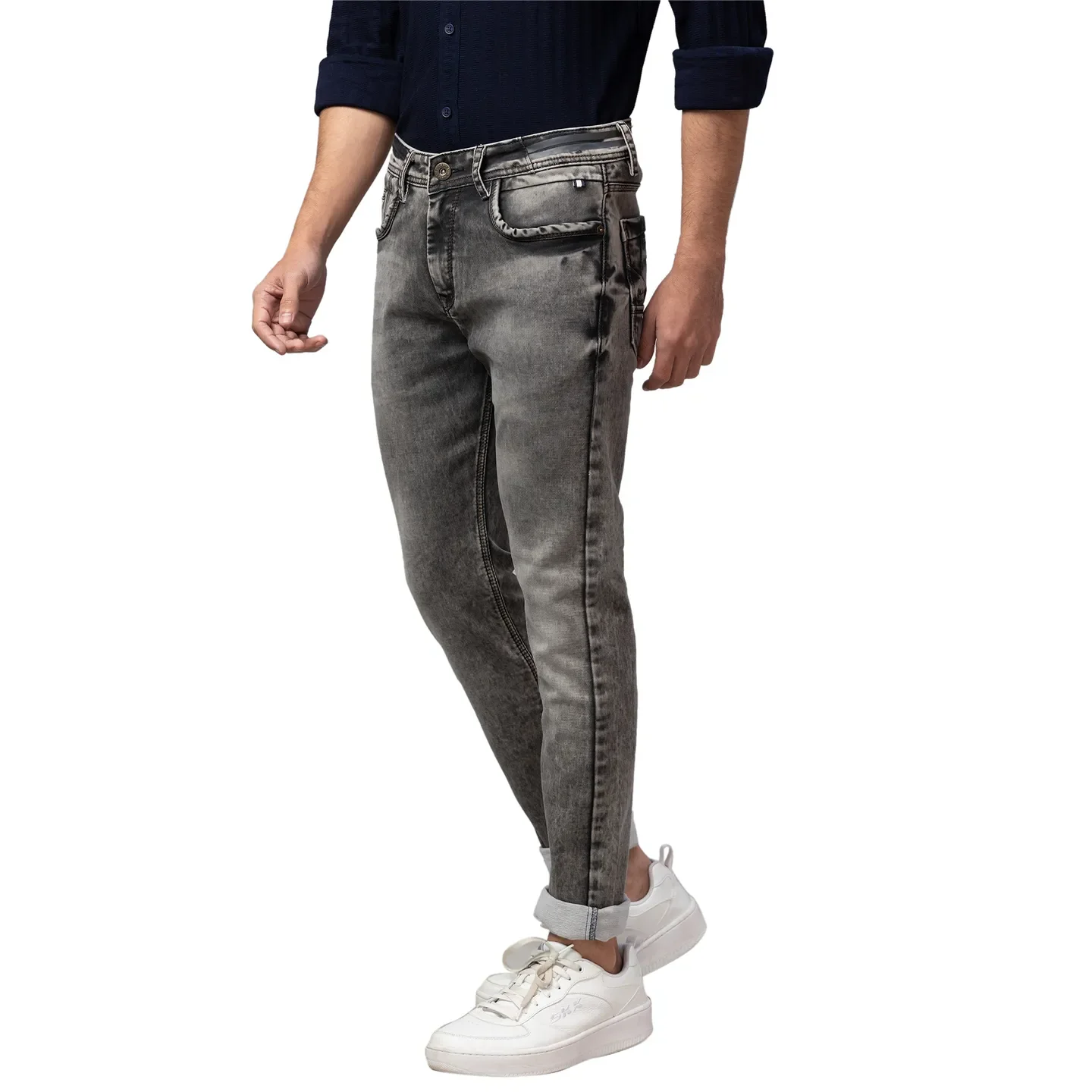 Grey Slim Fit Denims For Men By Being Human Clothing - Image 4