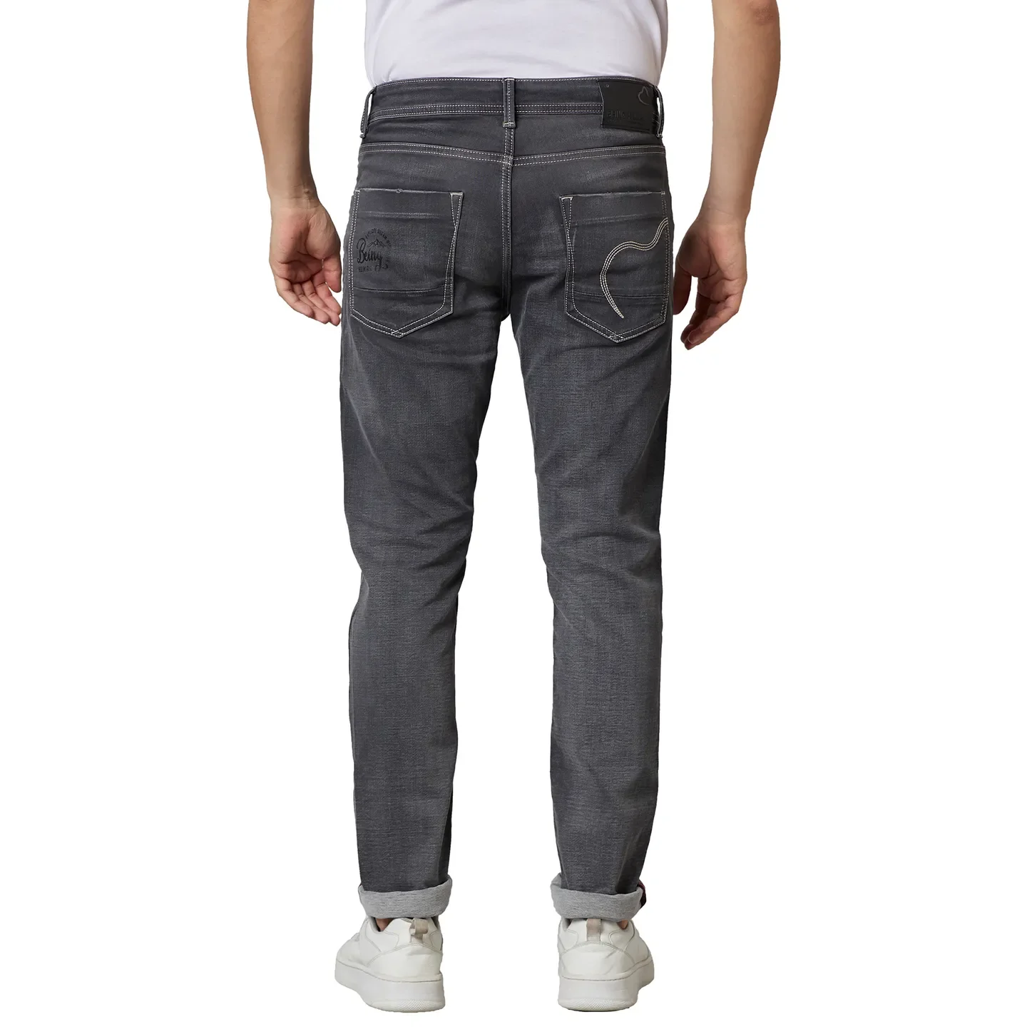 Grey Slim Fit Denims For Men By Being Human Clothing - Image 2